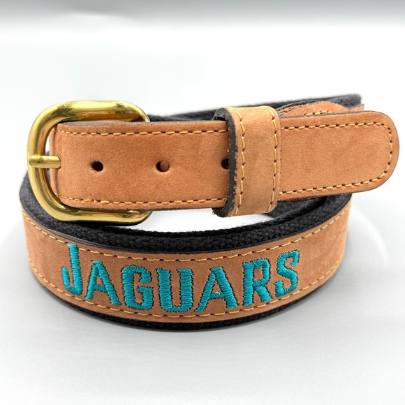 Other - Jacksonville Jaguars Belt Zep Pro Mens Size 42 Brown Leather Canvas Football NFL
